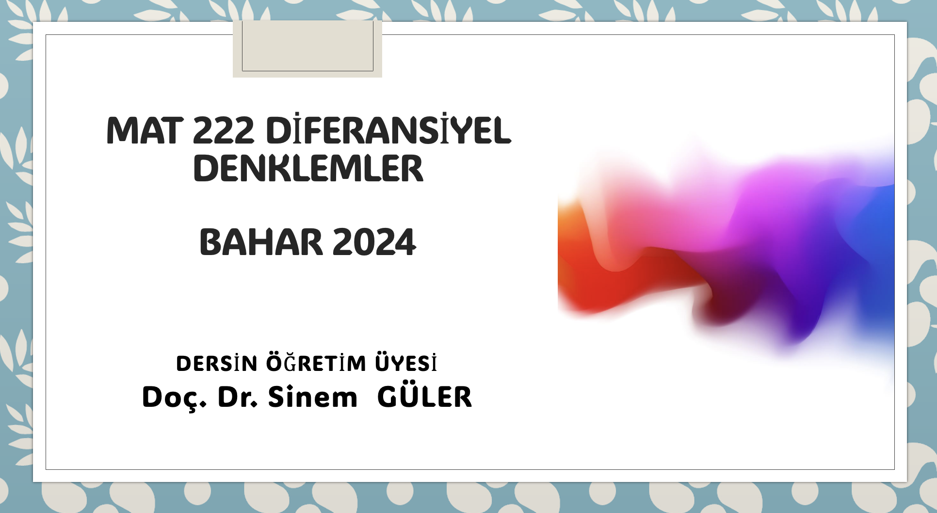 Diferansiyel Denklemler-Bahar 2024